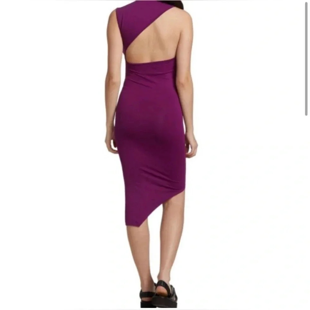 NWT SIMON MILLER Pica Asymmetric Stretch Bodycon Dress in Plum Size M/L - Picture 3 of 9